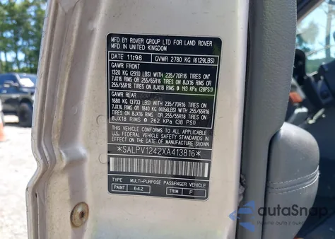 1999 Land Rover Range Rover 4.0 Se из США, поврежденный, VIN SALPV1242XA413816